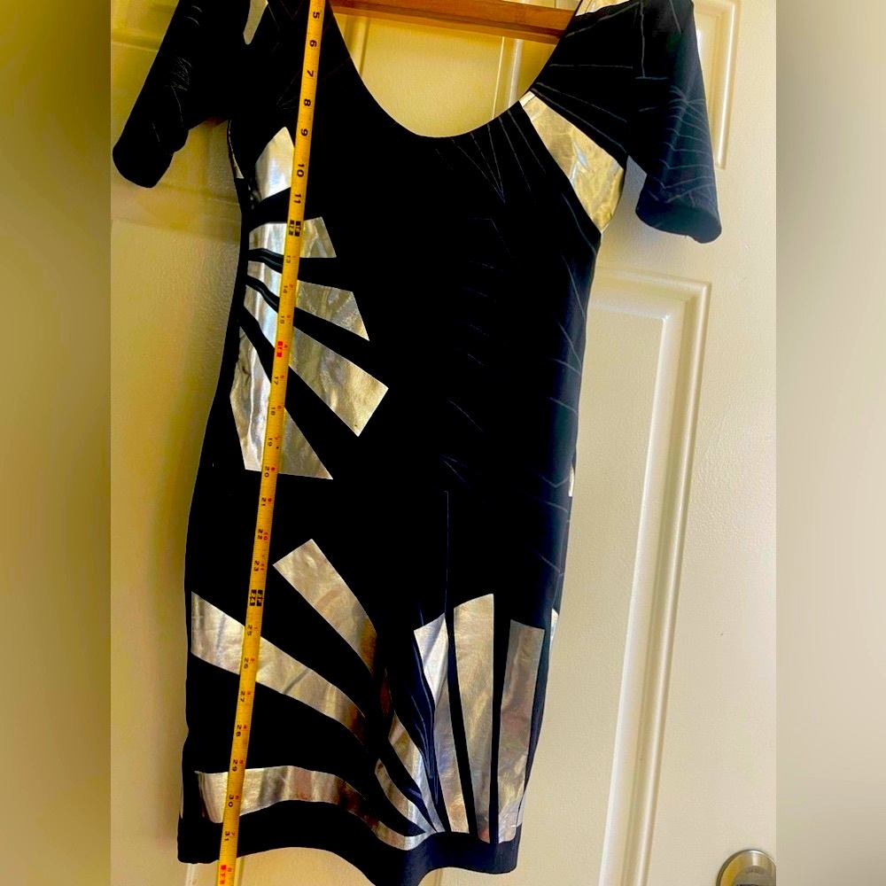 Poof fitted dress size S black and silver - Picture 5 of 9